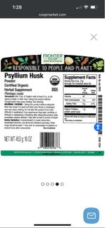 frontier co-op organic psyllium husk車前子殻粉