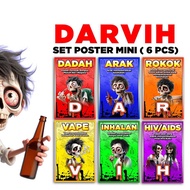 Set Poster Mini Keceriaan Sekolah, Bahaya DARVIH, Merokok,Dadah,Arak,Inhalan,HIV , Poster PPDA 12 x 