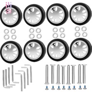 8pcs Luggage Wheels Replacement Kit,Dia 2in/50mm Thick 0.47in/12mm Resistant Rubber Mute Caster Repl