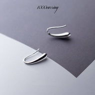 1000earring 925 Sterling Silver Droplet Stud Earrings - Silver