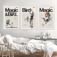 3 peice canvas MAGIC Johnson & Larry BIRD Inspired Poster Basketball Sports Canvas Painting Medieval