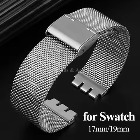 Stainless Steel Watch Strap 17mm 19mm for Swatch Series Replacement Bracelet Milanese Watch Band Men