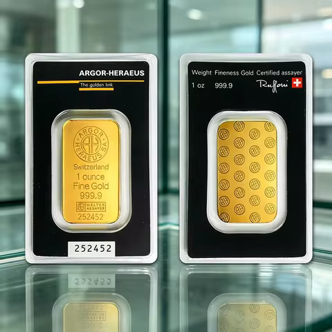 Argor-Heraeus Switzerland 1oz 999.9 Fine Gold Bullion Bar Serial Number Sealed Assay Card Precious M