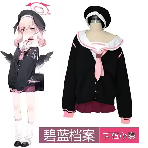 Costume Cosplay Shimoe Koharu pour femme, jeu Blue Archive, jupe de marin noire imbibée, beaux vêtem