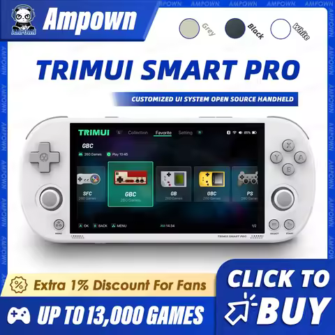 Trimui Smart Pro Handheld Game Console 4.96'' IPS Screen Linux System Joystick RGB Lighting Trimui R