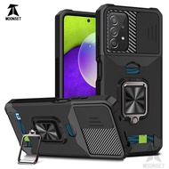 For Samsung A52 (4G/5G) / A52s / A72 5G / A82 5G Case with Sliding Camera Cover Card Holder Ring Kic