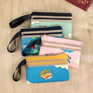 Triple Zipper Passport Holder Travel Document Organizer Cute Printed Water Resistant ID Card Wallet 