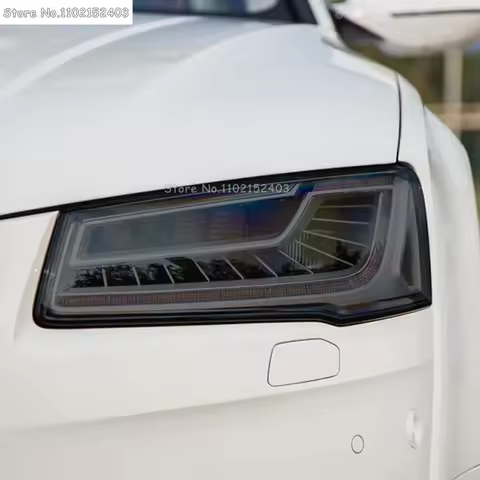 2 Pcs Car Headlight Protective Film Self Healing Transparent Black TPU Sticker For Audi A8 D4 4H D5 
