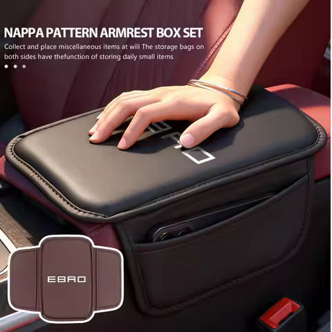 For Ebro Car Logo Leather Arm Rest Protection Cushion Storage Pocket Auto Accessories S400 S700 S800