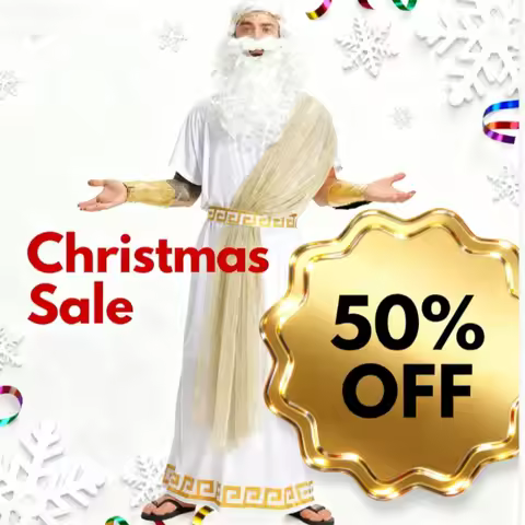 Greek Zeus Prince Costume Adult Male Arabian Style Stage Outfit Christmas Mythology Cosplay Robe wit