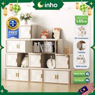 INHO L32/65cm Single Double Door Foldable Storage Box Free Combination Stackable Storage Cabinet