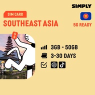 SIMPLY South East Asia | Malaysia + Indonesia + Thailand | 5-30 Days | 3GB/5GB/10GB/30GB Data SIM Ca