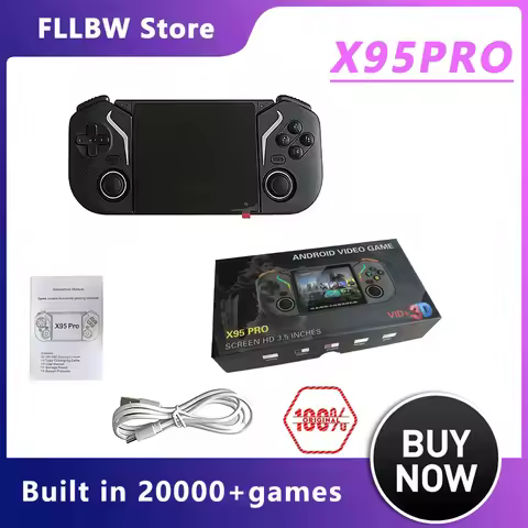 FLLBW X95 Pro Handheld Game Console 3.5 Inch Android 9.0 Retro Video Game Console WiFi Portable Vide
