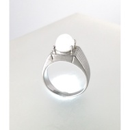 Cincin Lelaki Batu Biduri Putih Asli Steel / Natural Moonstone Men Stainless Steel Ring (READY STOCK