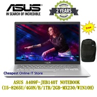 Asus Vivobook A409F-JEB140T 14'' FHD Notebook (I5-8265U/4GON/B/1TB/2GB-MX230/WIN10H) - Transparent S