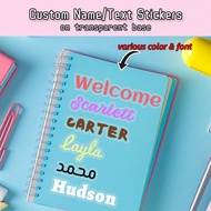 16 Pcs Customized Name/Text Stickers On Transparent Base, Supporting Various Colors, Different Fonts
