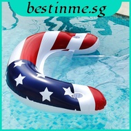 Flag American Inflatable Float Bed Foldable Backrest Lounger Chair Water For Use