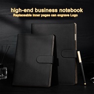 (Can Engrave Logo) A5/B5 High-Engraved Leather Loose-Leaf Notebook, Business Meeting Recordbook, Not