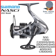 Shimano 21 Nasci (2021 Model) Series 500/1000/2000/2500/3000/4000/5000 Spinning Reel for Shore and O