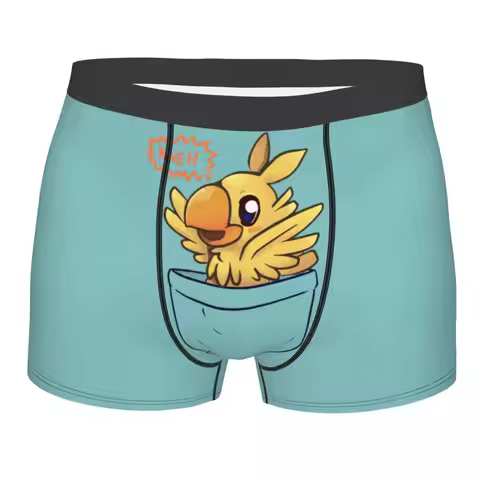 Pocket Chocobo Boxer Shorts For Homme 3D Printed Male Science Game Final Fantasy Underwear Panties B