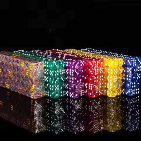 50Pieces/Lot 14mm Transparent 6 Sided D6 Point Dice For Club/Party/Family Games