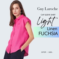 Guy Laroche เสื้อเชิ๊ตผู้หญิง ไลท์ ลินิน แขนล้ำ สีชมพูบานเย็น (G9T3PI)