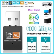 【Fast Delivery】USB Wireless Wifi Adapter 600Mbps 5G Wifi Dongle Dual-Band 2.4G / 5G Hz 802.11 AC Wir