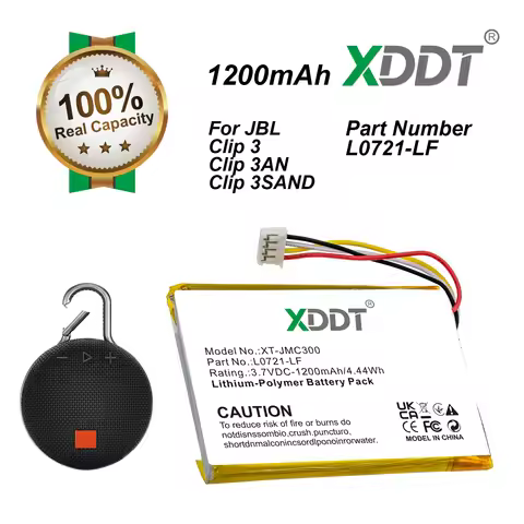 XDDT 1200mAh Speaker Battery L0721-LF for JBL Clip 3, Clip 3AN, Clip 3SAND