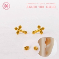 [spotgoods]▣☒❏COD PAWNABLE 18k Earrings Legit Original Pure Saudi Gold Cross Stud Earrings w/ Gold P