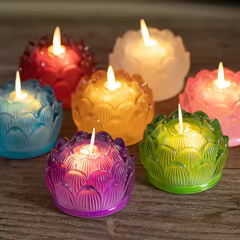 LED Electronic Candles Diwali Lotus Lamps Battery Table LampFor Home Lamp Festive Decoration Supplie