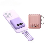 Mini Power bank 20000mAh with 4in1 DETACHABLE Cables Micro Type C and Lightning Powerbank with LED Torch Light IEC 62133