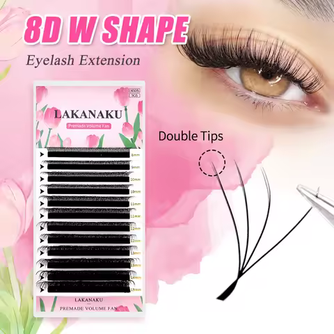 LAKANAKU Lashes 8D W Shape Volume Lashes Extensions 8D Premade Volume Fan High Quality False Eyelash