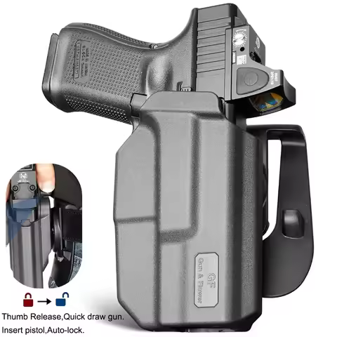 For Glock 17/31(Gen1-5),G19/23/32/44(Gen3-5),G19X/22/45 Holster,Polymer Thumb Release OWB Paddle Bag