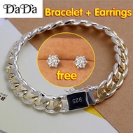 Mens Jewelry Bracelet 925 Silver color 10mm Width 21cm Thick Exquisite Fashion Silver color Bracelet