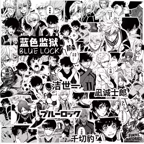 10/30/70pcs Blue Lock Black White Anime Stickers Cool Football Manga Sticker Notebook Luggage Phone