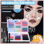 VIC 1 Set Halloween Lash Extension Kits Cluster Lashes Colorful Lashes Clusters Kits with Tweezers E