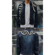 Denim jacket y2k grunge emo vkei goth poem graphic