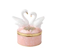 Furuida Swan Trinket Box Hinged Crystal Enameled Ornament Decorative Jewelry Ring Store Box Hand-Pai