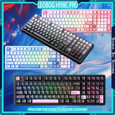 LEOBOG Hi98C Pro Mechanical Keyboard Bluetooth Tri Mode Ergonomics Gasket Structure Hot Plug RGB 101