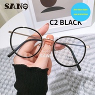 【Replaceable lenses】COD (San9) Korean Transparent Metal Round  Eyeglasses Women