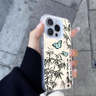 Suntaiho Butterfly Bamboo Art Contrast Frame Printed Shockproof TPU Case for iPhone 17-11 X XS XR Pr