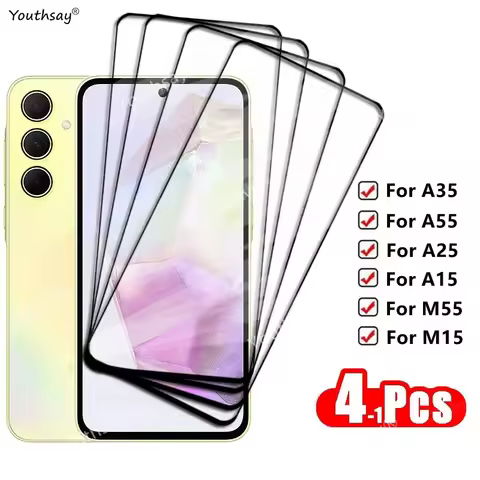 For Samsung Galaxy A35 Full Cover Tempered Glass Samsung Galaxy A55 A35 A25 A15 M55 M15 Screen Prote