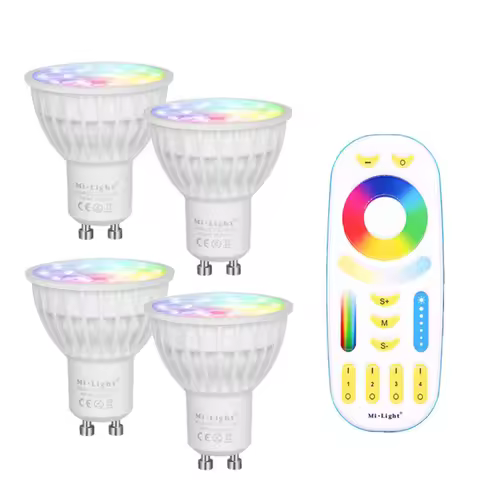 Mi Light Dimmable 4W GU10/MR16 Led Bulb RGB CCT (2700-6500K) Lamp Indoor Decoration + 2.4G RF LED Re