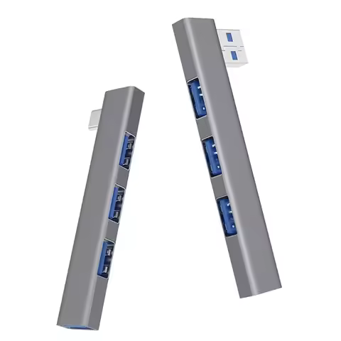 Aluminum Alloy 4 Port USB3.0 Type C Hubs Fast Speed 5Gbps Data Transfer Design Plugs Play E65A
