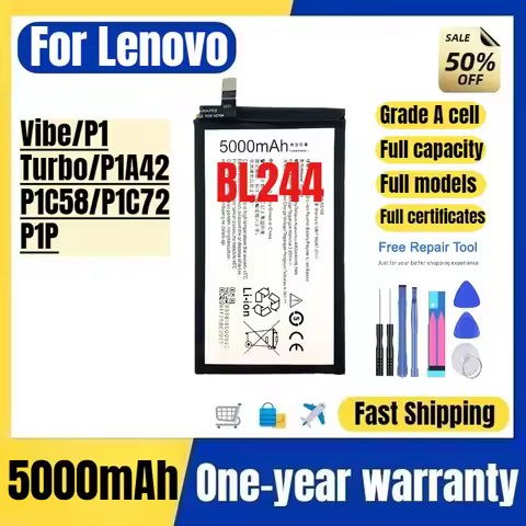 BL244 for Lenovo Vibe/P1/Turbo/P1A42/P1C58/P1C72/P1P Phone Battery High Quality High Capacity Replac