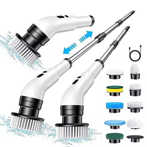 Electric Cleaning Brush 9-in-1 Wireless Telescopic Handheld Household Kitchen Floor Bathroom 9 Head 