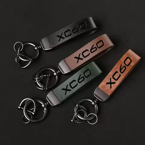 Volvo XC60 Luxury Genuine Leather Keychain Car Key Ring Holder Jewelry Custom Gift For Volvo XC60 Ca