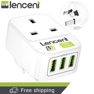 LENCENT UK Plug to Plug Adapter with 3 USB Ports, Grounded Australian Travel Adapter