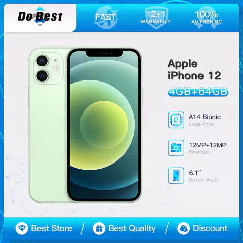 Original iPhone 12 5G Mobile Phone 64/128GB IOS A14 Bionic Hexacore 6.1'' Dual 12MP Super Retina XDR