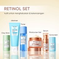 SKINTIFIC Paket 6pcs set : moisturizer + Sunscreen + Serum + Clay Mask Stick + Facial Cleanser + Ton